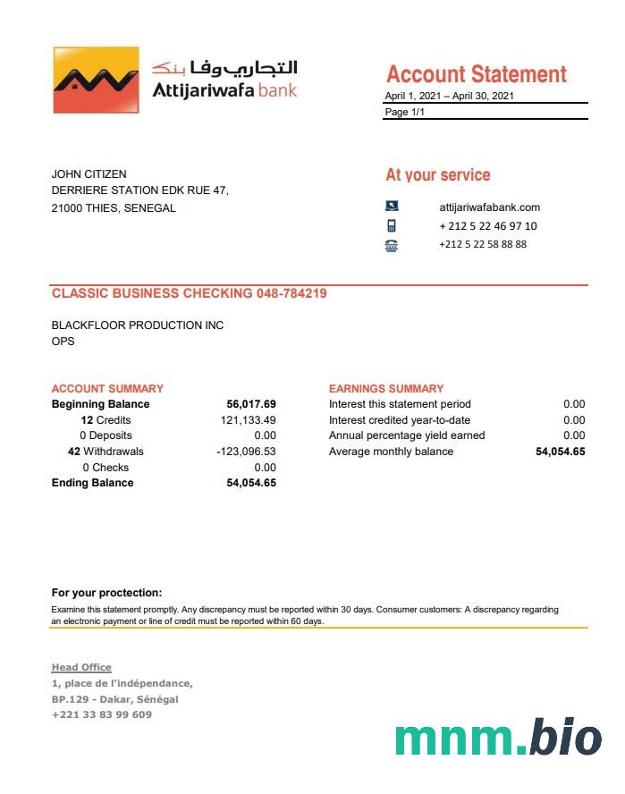 Arabia Saudyjska Alrajhi wyciąg z konta bankowego słowo i szablon PDF, 2 strony